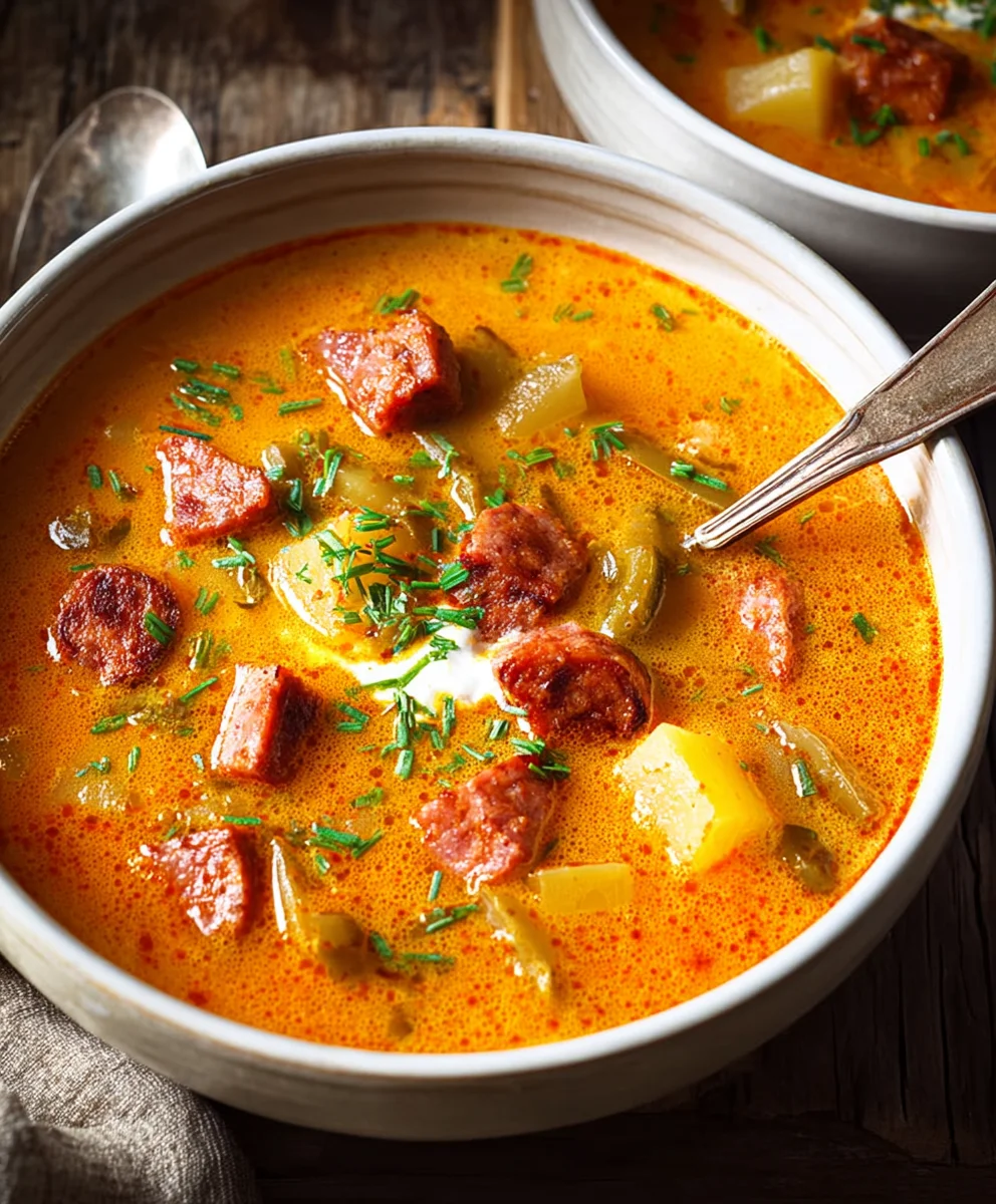 Spanish Potato Soup with Beef Beef Chorizo - Hearty & Delicious
