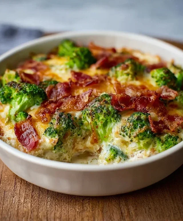 Creamy Low Carb Chicken Casserole with Broccoli and Beef Beef Bacon