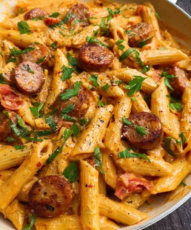 One Pot Creamy Cajun Sausage Pasta (30-Minutes)