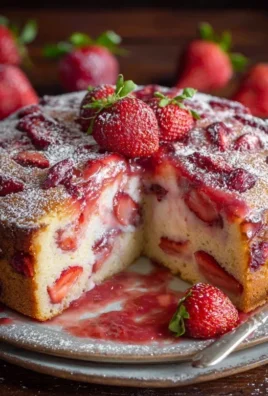 Easy Strawberry Cake with Strawberry Sauce