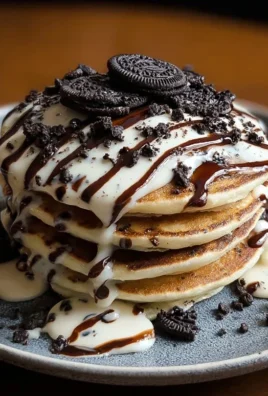 Oreo Pancakes with Cream Cheese Drizzle