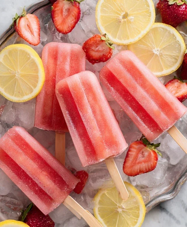 Strawberry Lemonade Popsicles