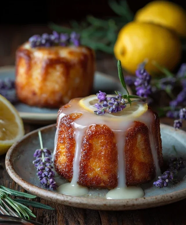 Mini Lemon Cakes With Lavender Glaze