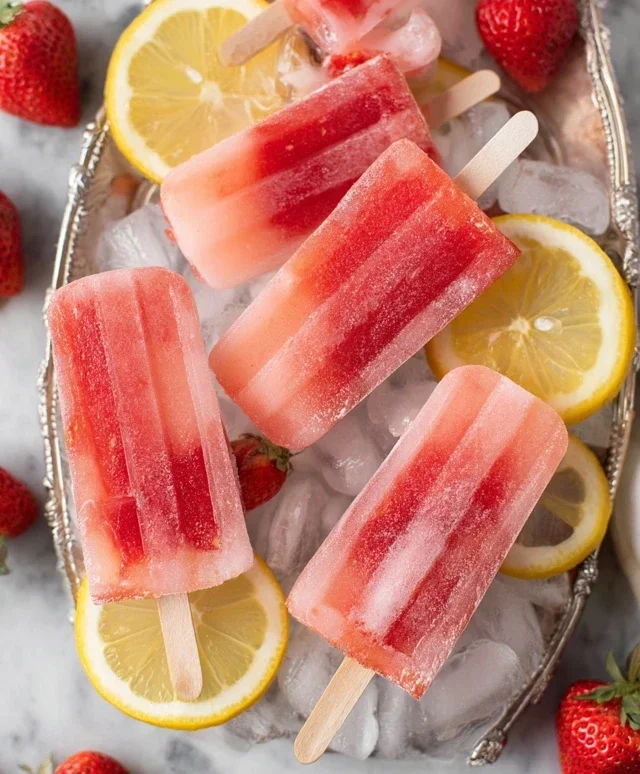 Strawberry Lemonade Popsicles