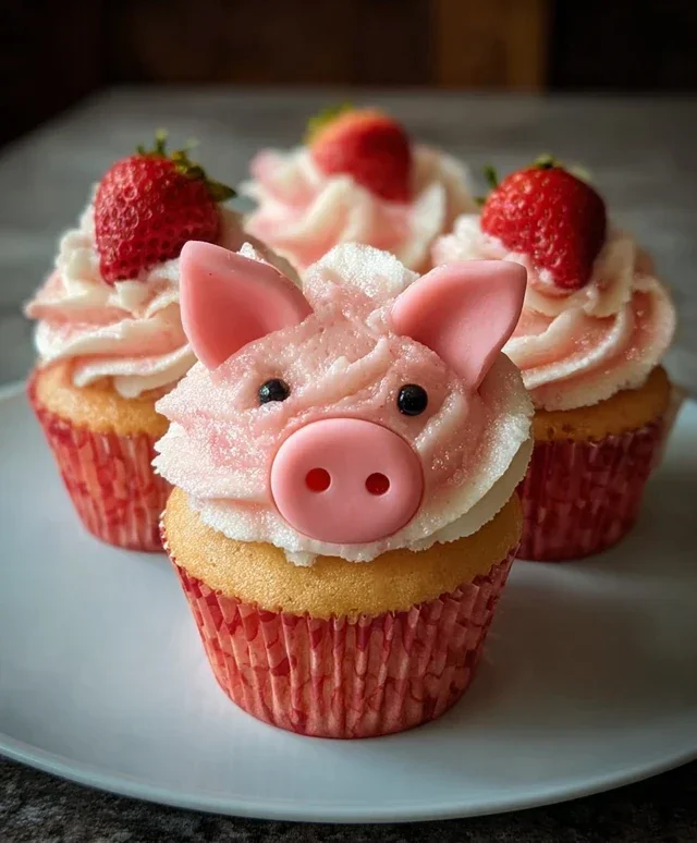 Strawberry Piggy Cupcakes