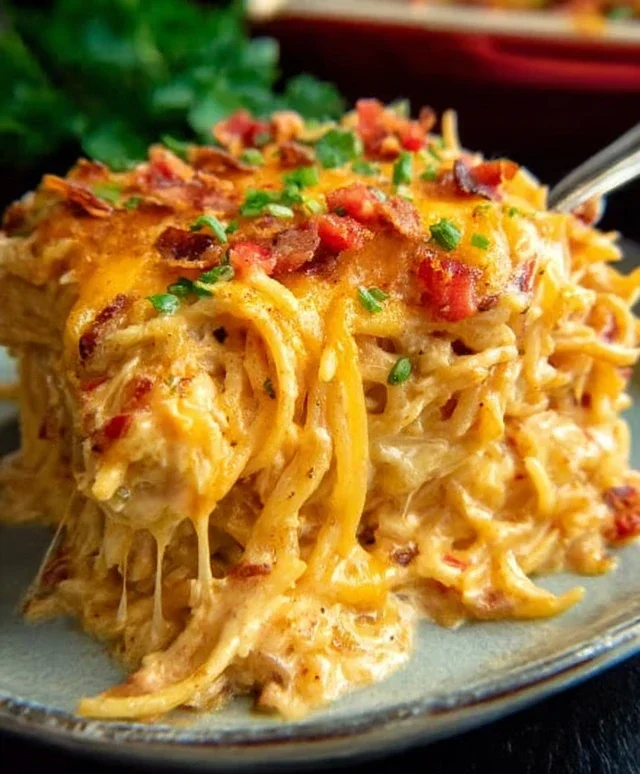 Spicy Southern Cheesy Chicken Spaghetti Casserole