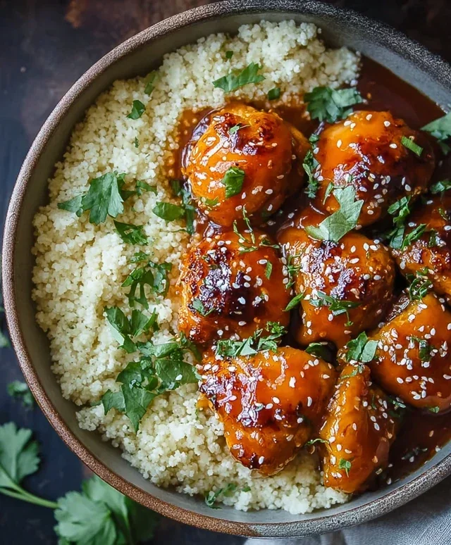 Sweet and Sticky 3 Ingredient Apricot Chicken with Cauliflower Rice