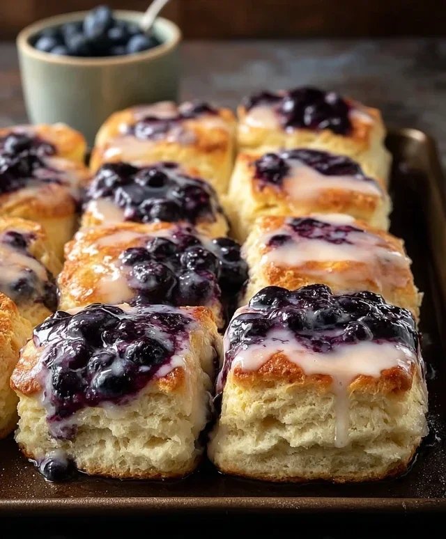 Glazed Blueberry Butter Swim Biscuits
