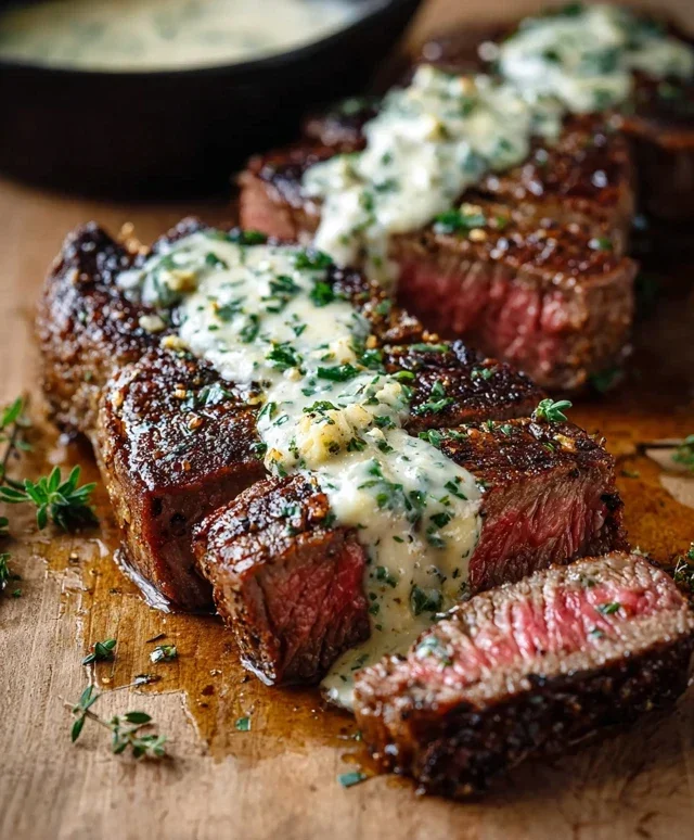 Garlic Butter Steak With Parmesan Cream Sauce