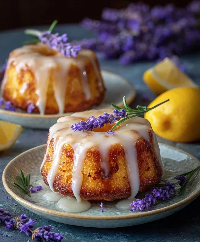 Mini Lemon Cakes With Lavender Glaze