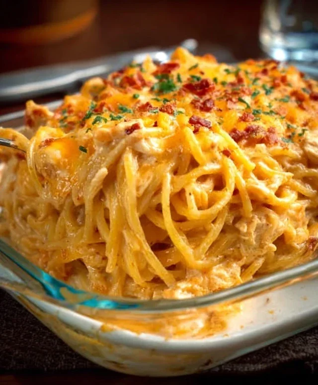 Spicy Southern Cheesy Chicken Spaghetti Casserole