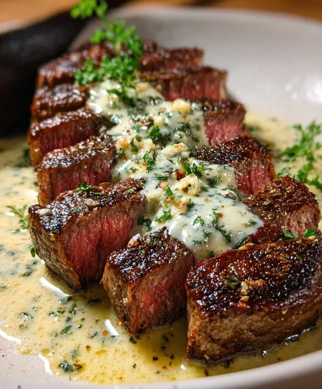 Garlic Butter Steak With Parmesan Cream Sauce
