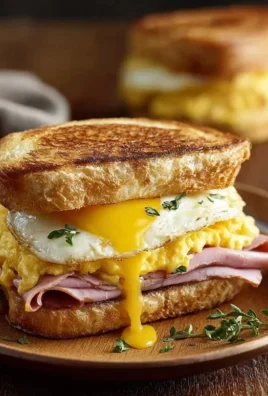 Egg and Beef Beef Ham Breakfast Sandwich