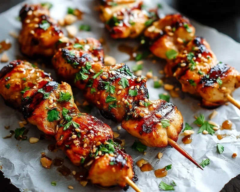 Easy Grilled Asian Chicken Skewers with Honey Garlic Sauce