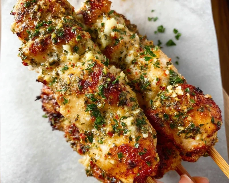 Garlic Parmesan Chicken Skewers