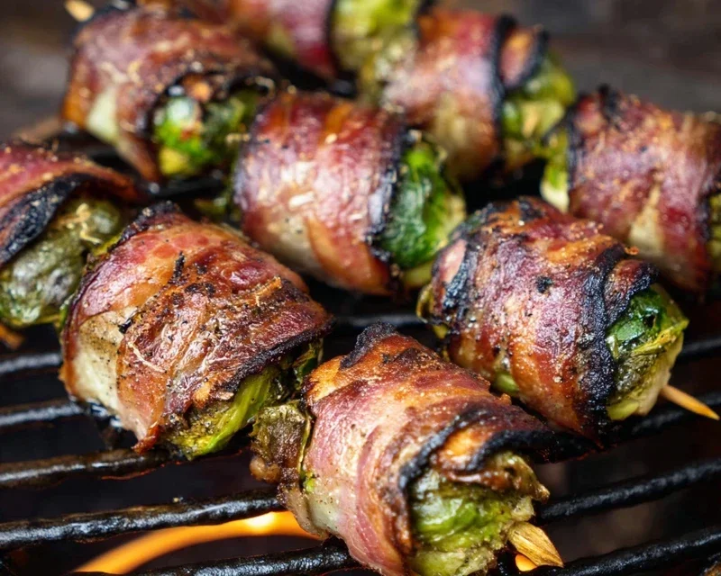 Grilled Beef Beef Bacon Wrapped Brussels Sprouts
