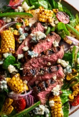 Balsamic Steak Gorgonzola Salad with Grilled Corn