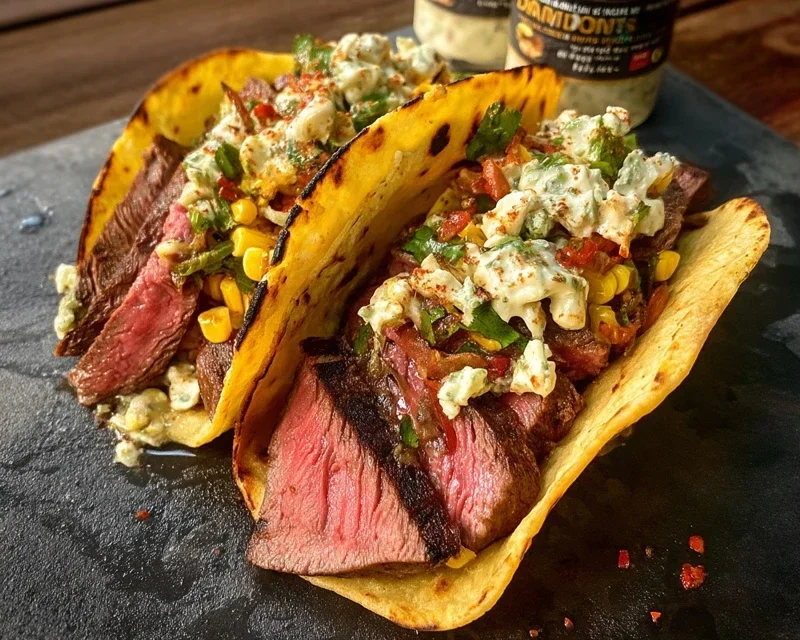 Grilled Elote Steak Tacos