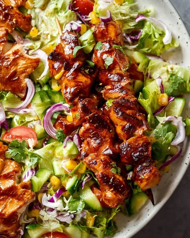 BBQ Chicken Skewer Salad