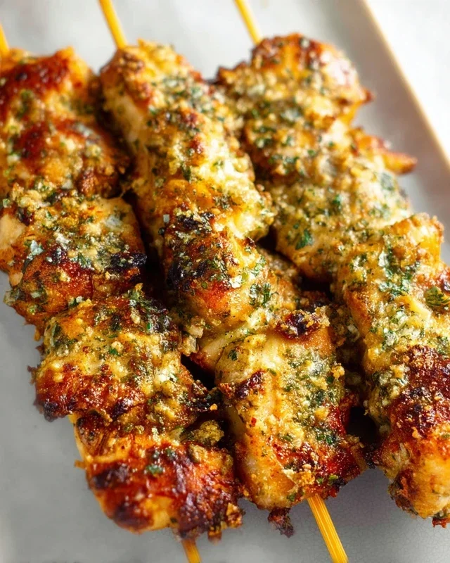 Garlic Parmesan Chicken Skewers