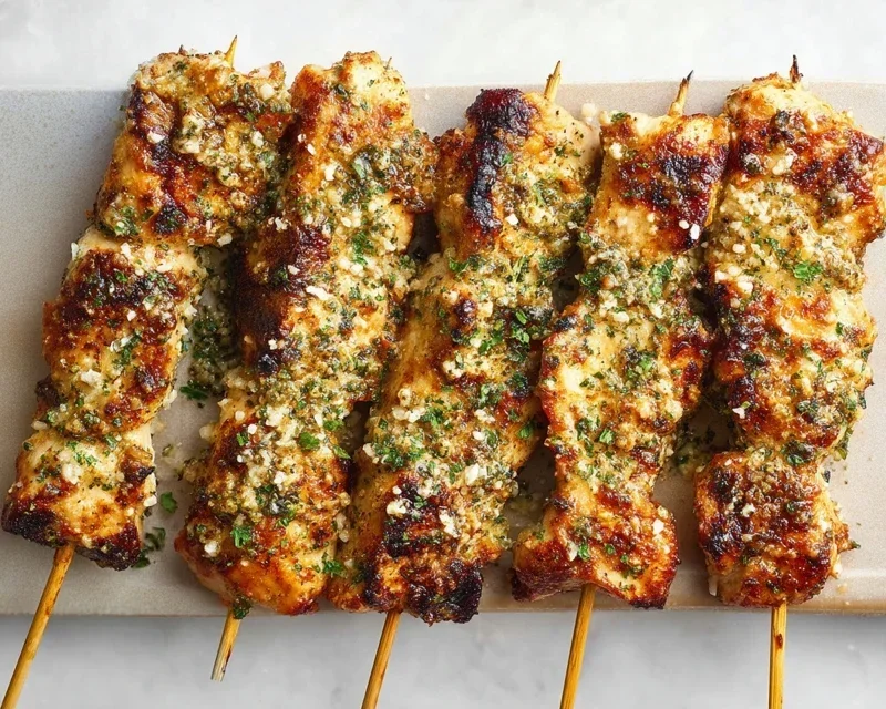 Ranch Garlic Parmesan Chicken Skewers