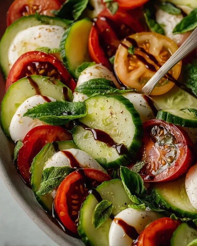 Fresh Cucumber Caprese Salad