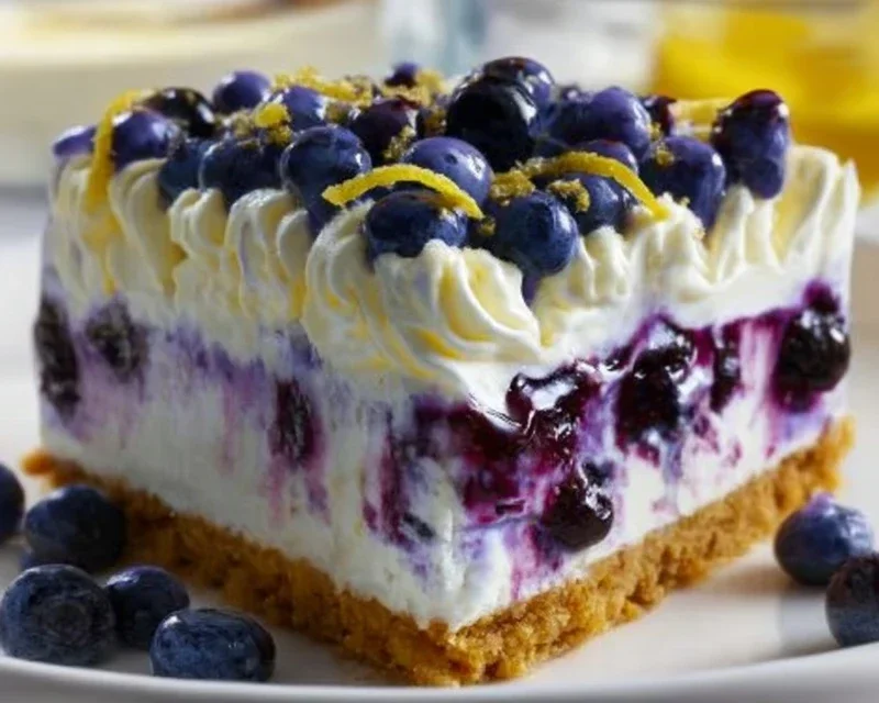No-Bake Lemon dazzling Blueberry cream Cake