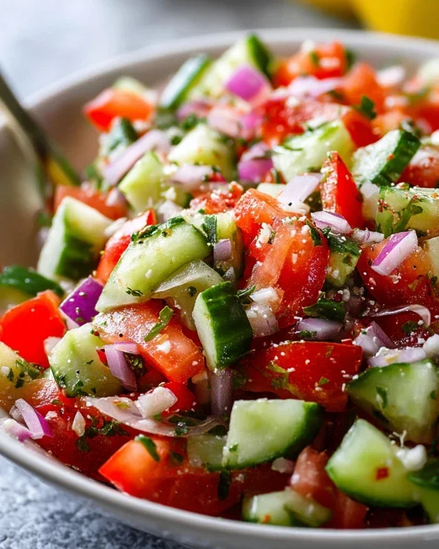 Mediterranean Salad with Cucumber, Tomato and Onion