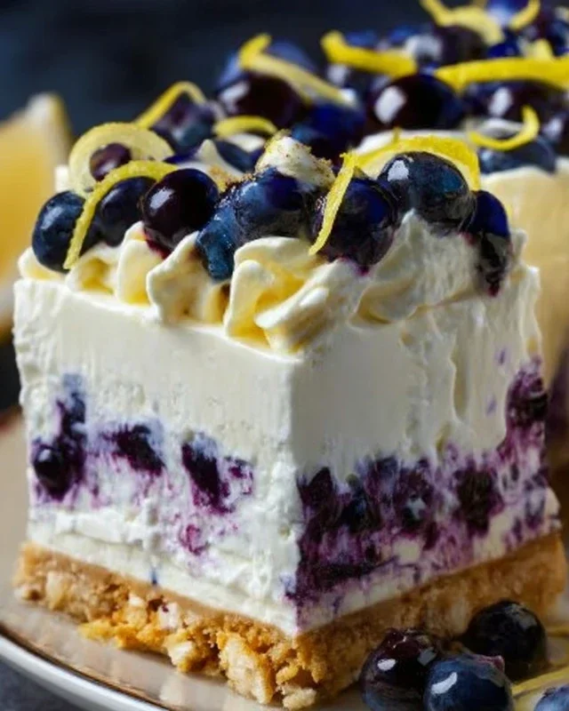 No-Bake Lemon dazzling Blueberry cream Cake