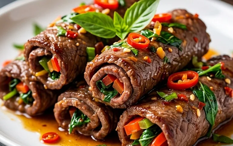 Thai Basil Beef Rolls