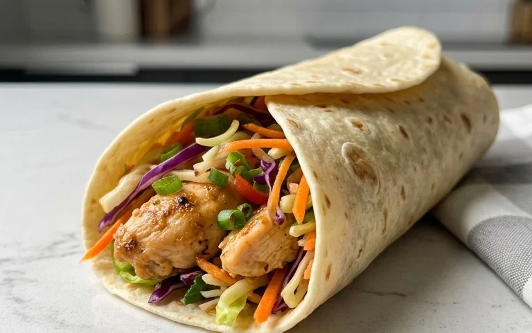 Thai Chicken Wrap with Crunchy Asian Slaw