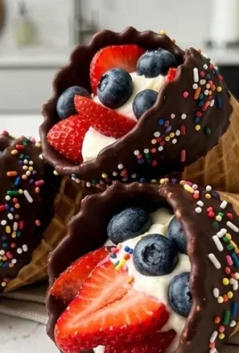 Chocolate Dipped Fruit Filled Cones
