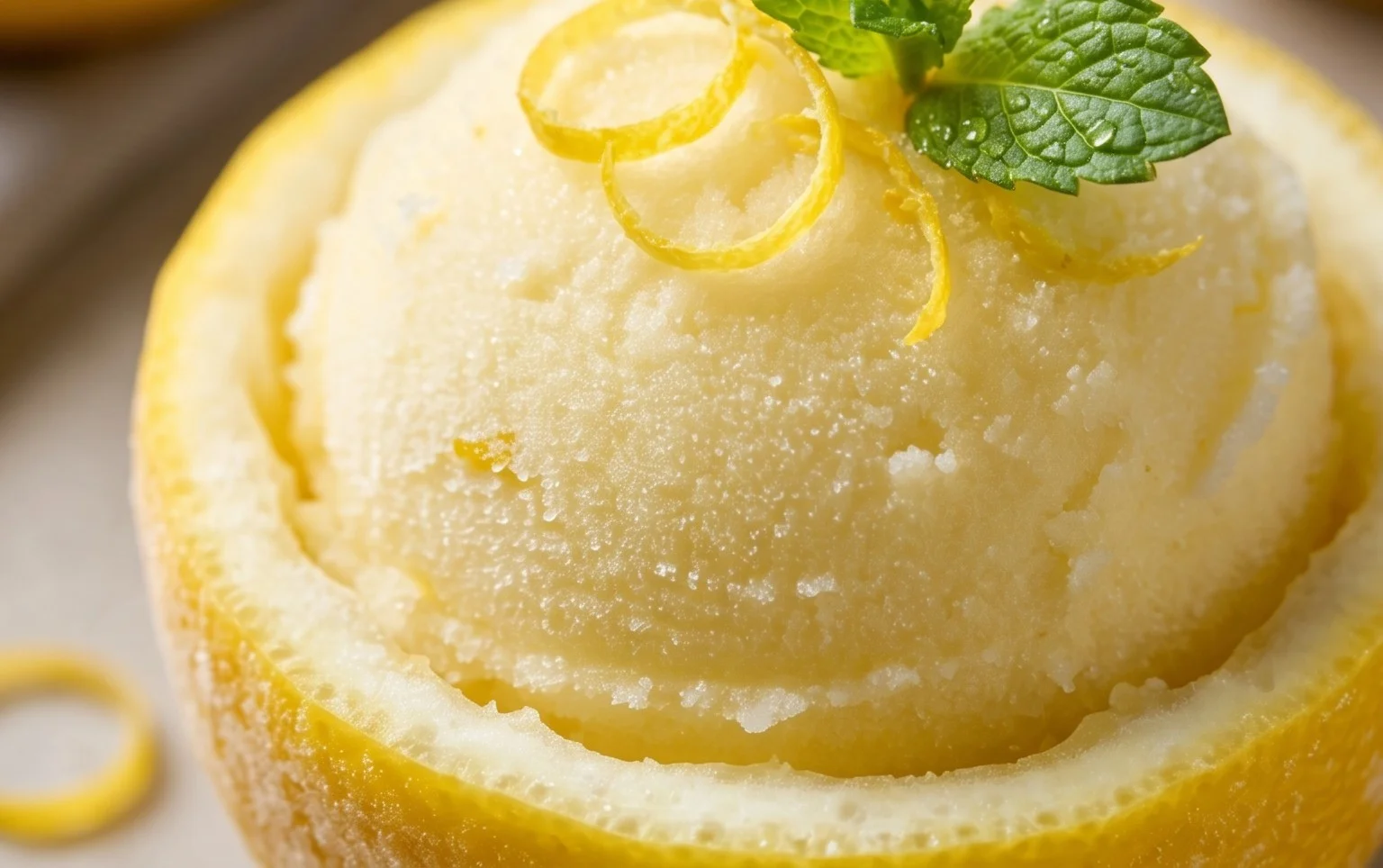 Sorbetto di Limone Dressed Up in a Frozen Lemon Shell