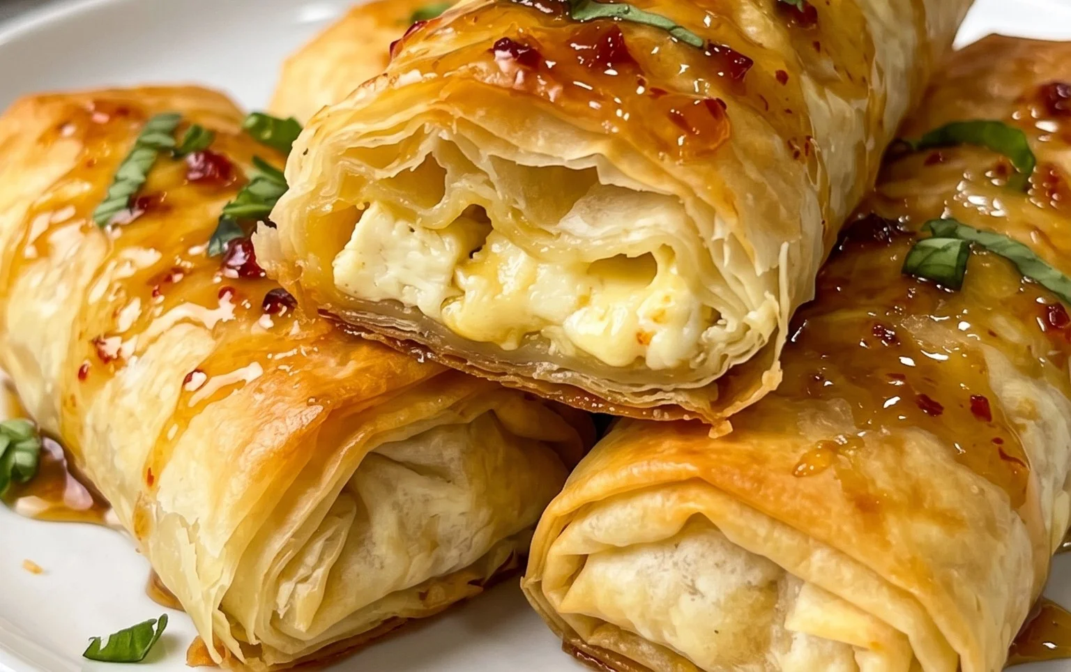 Indulgent Oven Fried Feta Rolls with Chili Honey Magic