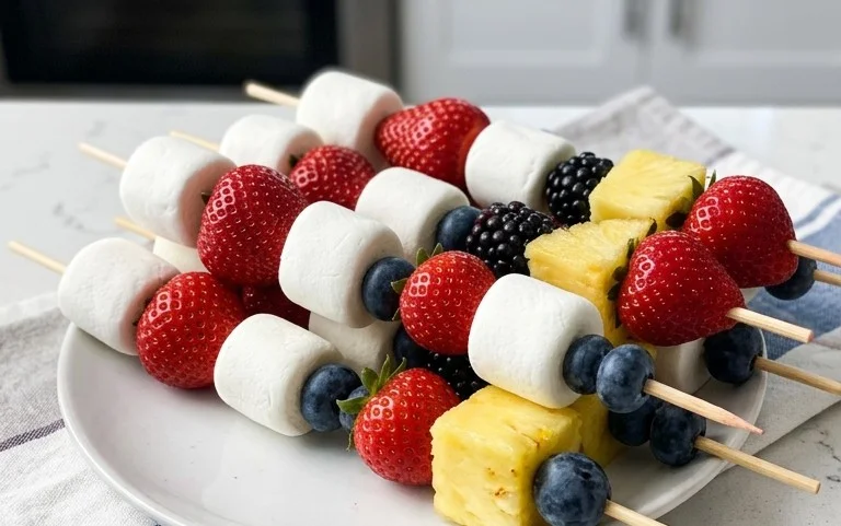 Red, White and Blue Fruit Kabobs