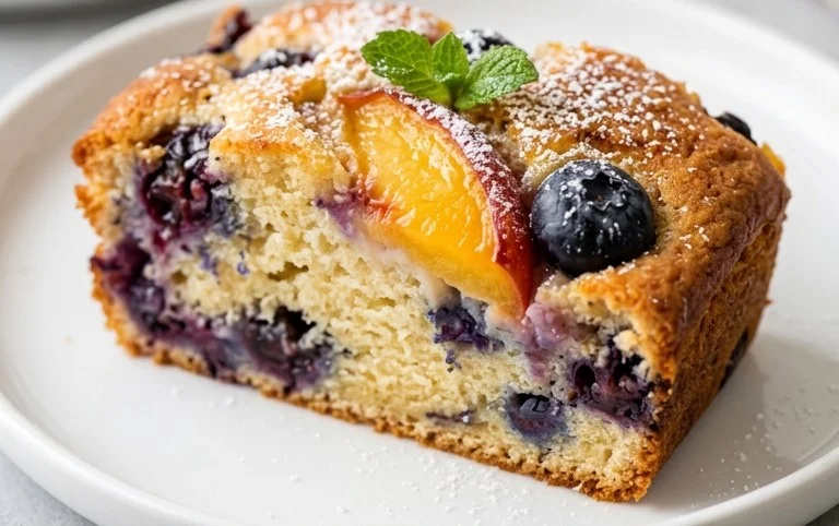 Peach and Blueberry Greek Yogurt Cake