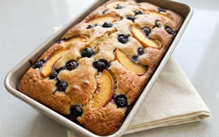 Peach and Blueberry Greek Yogurt Cake