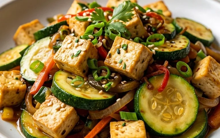 Zucchini Stir Fry With Tofu (Vegan)