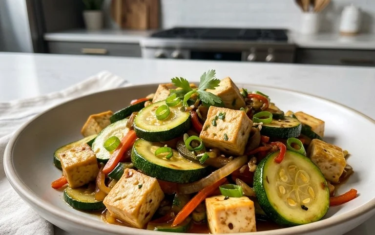 Zucchini Stir Fry With Tofu (Vegan)